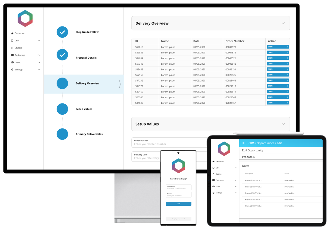 Innovative Trials software development project screens Innovative Trials software development project screens